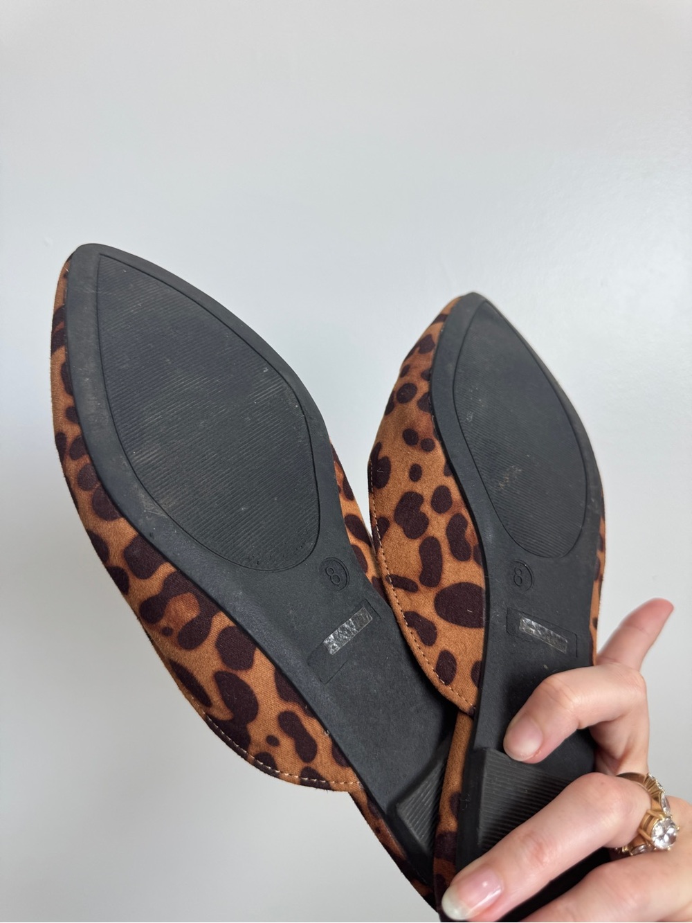 Leopard Print Vegan Suede Mule Flats Brown Black Size 8 - Picture 3 of 6